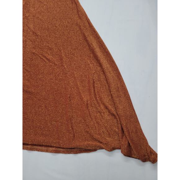 Shein L Burnt Orange Sparkle Glitter Fall Boho Spaghetti Strap Adjustable Dress - Picture 6 of 12